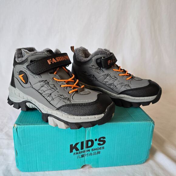 Kid's Fashion Shoes Hiking Kids 1.5 (EU 33) Gray Black Antiskid NIB - Picture 1 of 14